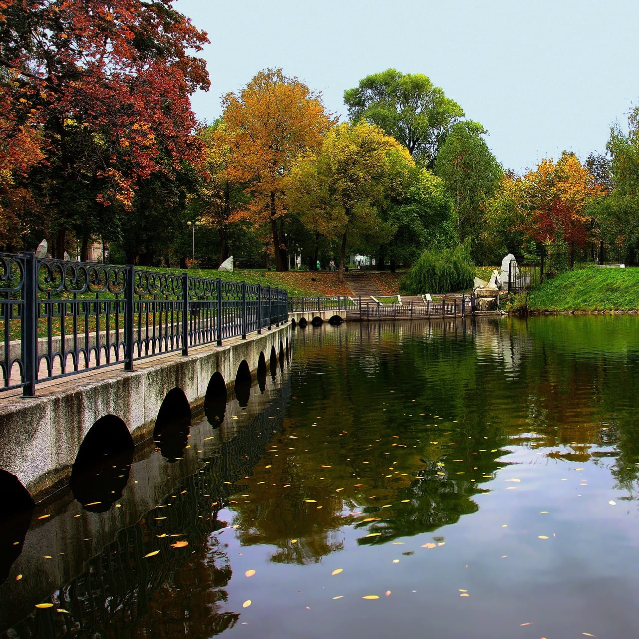 landscape, city, autumn, pond, city park, reflection, listopad, track, walk ufa, russia, travels